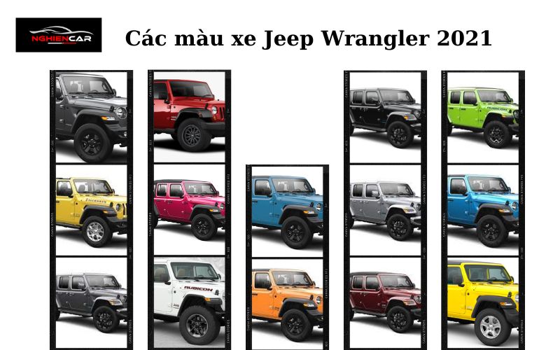 Bảng màu Jeep Wrangler 2021