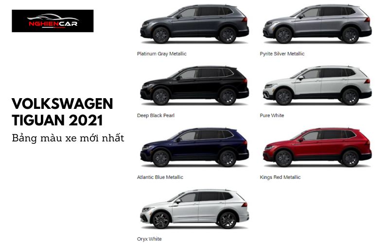 Bảng màu của Volkswagen Tiguan 2021