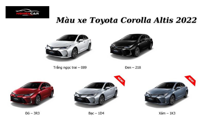 Phiên bản màu xe Toyota Corolla Altis 2022