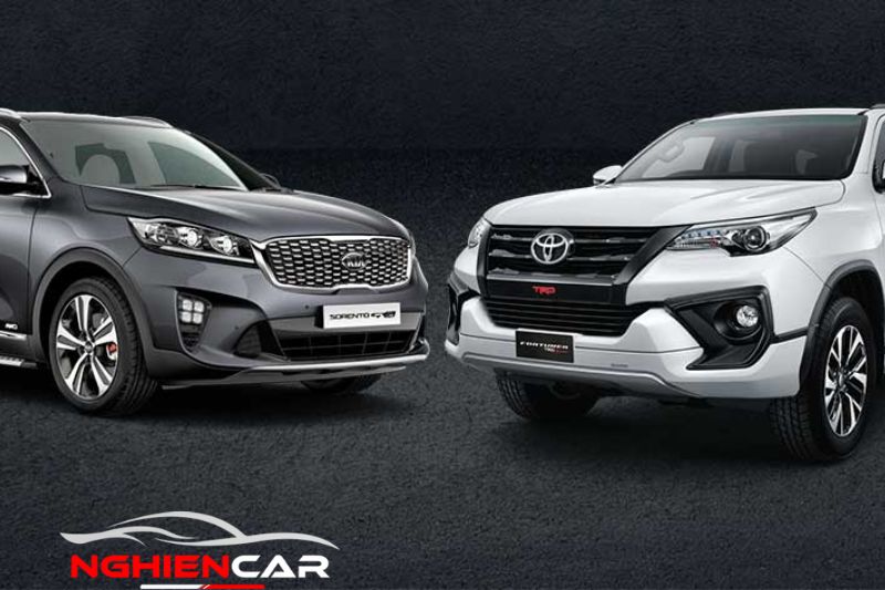 Phần đầu xe Sorento và Fortuner