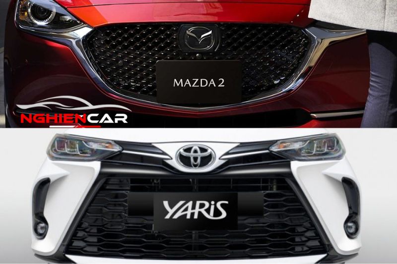 Phần đầu xe của Toyota Yaris và Mazda 2